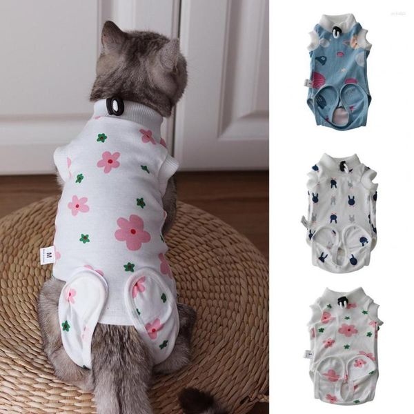 Trajes de gato Fato de esterilização para animais de estimação Fixador Fixador Padrão de desenho animado Fivela Ajustável Filhote de cachorro Recuperação Roupas Acessórios