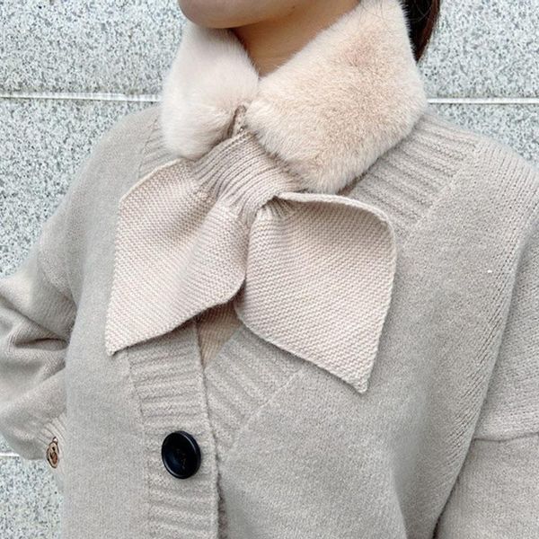 Sciarpe 2023 Designer Pink Love Heart Sciarpa lavorata a maglia Moda invernale da donna Collo spesso in pelliccia sintetica calda per foulard da donna