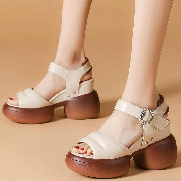 Sandali sneaker di moda donne vere pelle tacchi super alti gladiatore femminile estate aprire le dita della piattaforma di punta casual scarpe casual