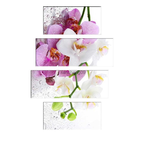 4PCS Falena Orchidea Fiori Tela Wall Art pittura a olio Decorazione domestica per soggiorno L230620