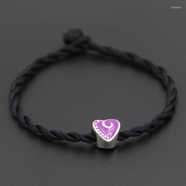 Charm Bracelets Purple Heart Charms Beads Red Thread String Bracelet Lucky Rope Feito à Mão Para Mulheres Jóias da Moda