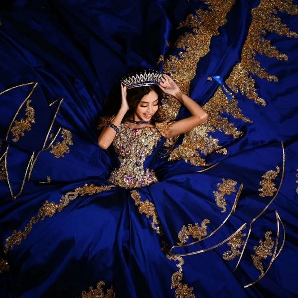 Элегантные королевские голубые платья Quinceanera