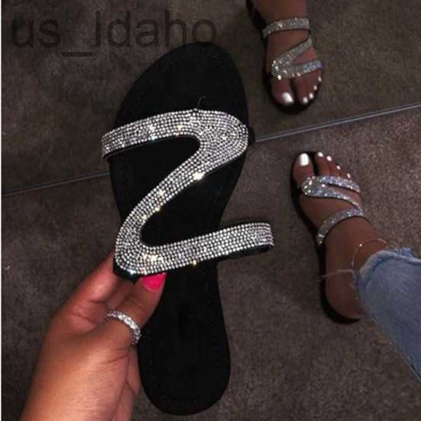 Slippers 2023 Женские тапочки Flip Flops Summer Women Crystal Diamond Bling Bling Slides Slides Санксуальные туфли скользить на тапоре J230620