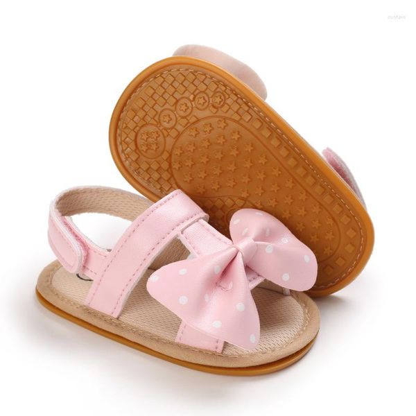 Sapatos de princesa First Walkers lindos nascidos para bebês meninas com nó de laço Sandálias de verão