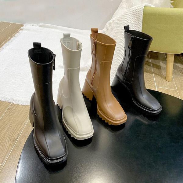 Luxos Estilistas Mulheres Chuva Chuva Estilo Inglaterra Impermeável Borracha Chuva Sapatos Água Botas Bota Bota