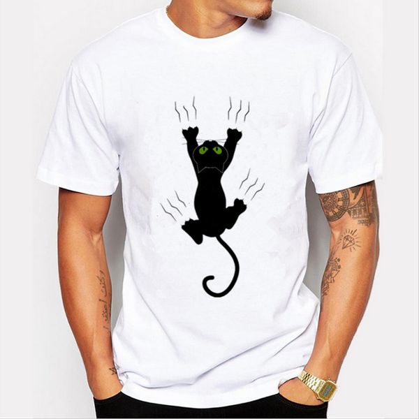 Camiseta Masculina de Verão Masculina Estilista de Moda Gatos Pretos Manga Curta Camiseta de Alta Qualidade Casuais Camisetas Soltas