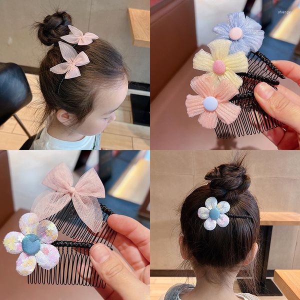 Accessori per capelli 3 clip per bambini Cute Flower Bow Head Artefatto rotto Pettine Inserto Frange Finitura Hairpin Copricapo per bambini
