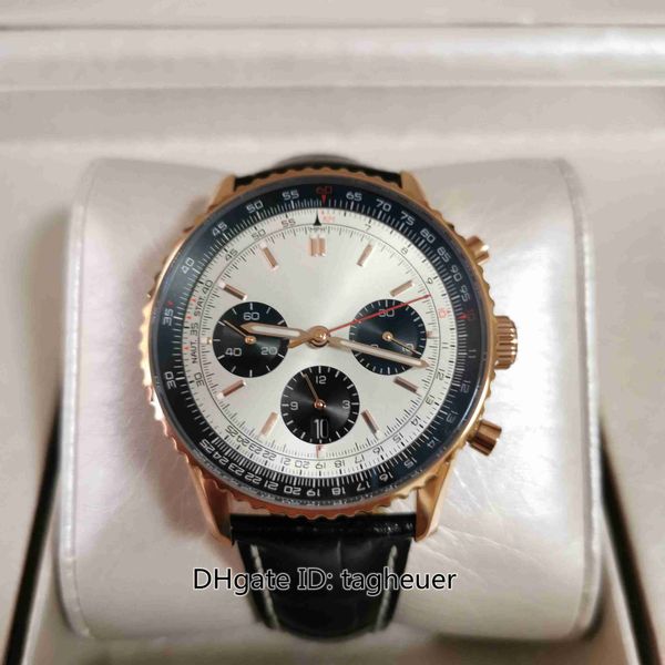 BLS Factory Mens Watch Super Quality 43mm Navitimer B01 Chronograph 43 Series Watches 18k Rose Gold ETA 7750 CAL.01 Movement Mecânico Automático Relógios de Pulso Masculino