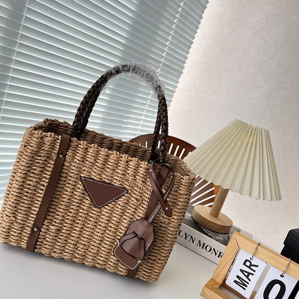 Sunshine Straw Bag Tasarımcı Çantalar Klasik Plaj Çantaları Yüksek Kalite Tote Çantalar Deri Vintage Omuz Çantaları Fashin Omuz Çantası Anne Çantalar Yaz Çantaları Kadınlar 2 23