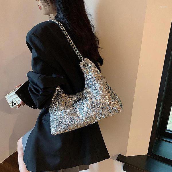 Akşam çantaları moda omuz çantası payetleri parlak tasarımcı kadınlar için lüks bling bayanlar tek el çantası 2023 yaz