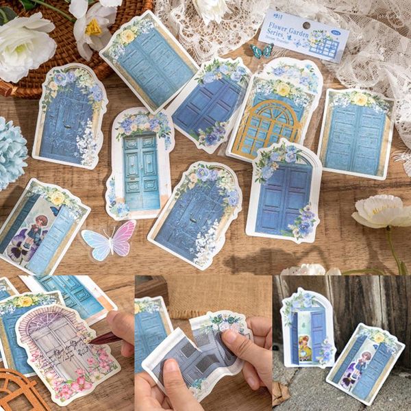 Confezione regalo 15pcs Scava fuori la finestra Collage Card Decorativo romantico e Conto manuale per porta Fai da te Materiale per scrapbooking fatto a mano