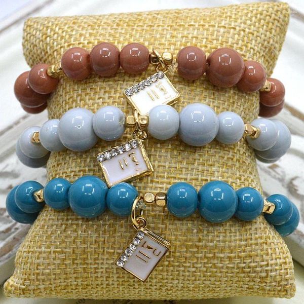 Charm Bracelets Promoção Top-rated Fashion Alloy Charms Glass Beads Blue Women Summer Holiday Gifts Jóias Bijoux B15234