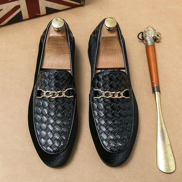 Elbise ayakkabıları loafers erkekler örgü deri lüks moda resmi düğün ayakkabı İtalyan tarzı oxford büyük boy mocassini