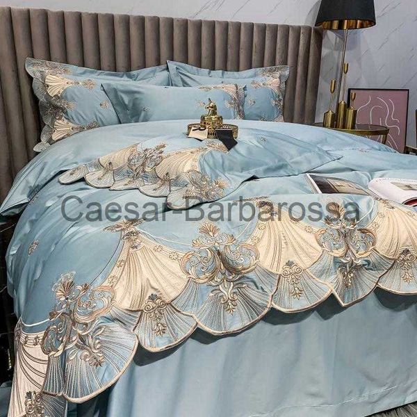 Set di biancheria da letto Set di biancheria da letto Set di quattro pezzi in cotone a fibra lunga a doppio filo di lusso in stile europeo 140 copripiumino ricamato di fascia alta 100 letti in cotone