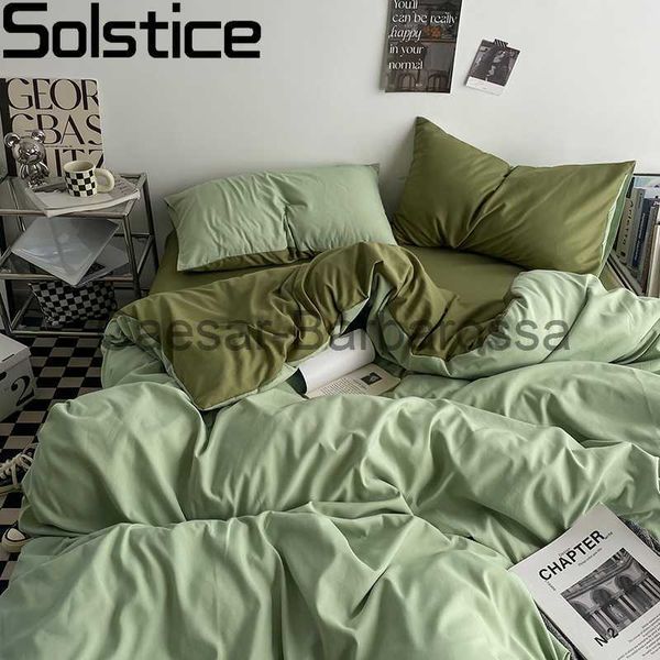 Bettwäsche-Sets, Bettwäsche-Sets, Solstice Home Textile King-Twin-Bettwäsche-Sets, Kinder- und Teenager-Bettwäsche, einfarbig, hellgrün, Bettbezug, Schlafzimmer, flaches Bettlaken, Kissenbezüge x0620