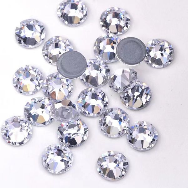 Decorazioni per nail art 2088 Fissare strass di cristallo per abito senza piombo 16 sfaccettature Glass Flatback Nail Art Pietra sciolta Decorazioni per unghie a forma rotonda 230619