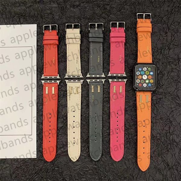 Designer Apple Watch Strap iWatch Bands para Apple Watch Band Ultra Series 8 3 4 5 6 7 38mm 42mm 44mm 49mm Luxo Couro Metal Letra Ap WatchBands Armband Smart Straps