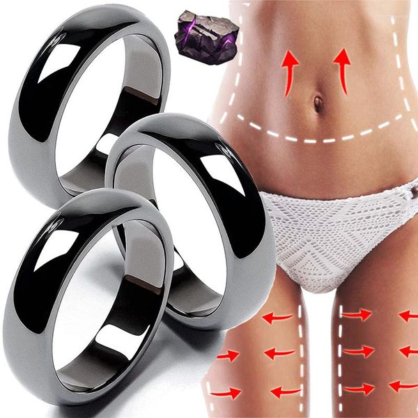 Cluster Rings Black Hematite Stone For Couple Women Ring Ansiety Relief Healing Weight Loss Energy Therapy Fidget Pain Jewelry