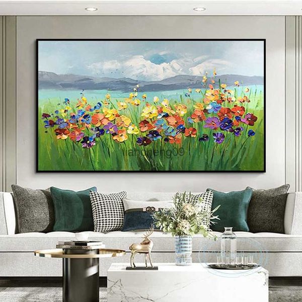 Pittura a olio fatta a mano per soggiorno divano camera da letto ristorante struttura astratta floreale decorativo murale decorazione murale appeso poster L230620