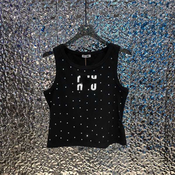 Damen-Tanks, Camis, Designer, Sommer, neu, sexy, schmal geschnitten, innerer Stil, Buchstabe, schwere Arbeit, heiß, Diamant, elastisch, vielseitig, kurzes Tank-Top für Frauen, WHHO