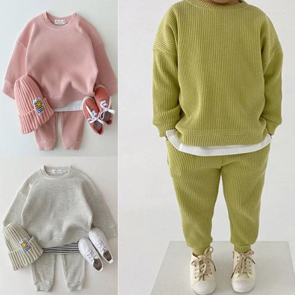 Completi di abbigliamento Tute per bambini per ragazze Pullover in maglia di cotone Top Pantaloni Vestiti Ragazzi Nati Abiti per bambini Sciolti