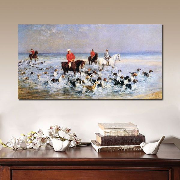 Alta qualidade Heywood Hardy Painting Canvas Art Um dia de verão em Cleveland Handmade Horses Dogs Picture Wall Decor