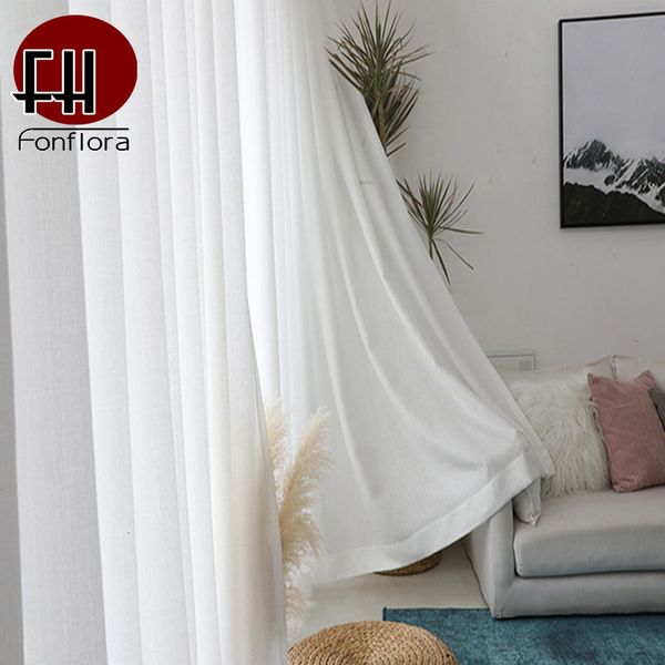 Cortina moderna branca espessa tule cortinas para sala de estar transparente quarto janela tamanho personalizado readymade Rideaux Pour Le Salon 230619