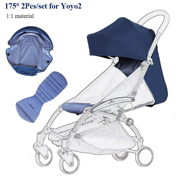 Rede de berço 175°Acessórios para carrinho de passeio Colchão de capuz para Babyzen Yoyo2 Capa de dossel Almofada de assento Fit Yoyo Carrinho de bebê Pára-sol 1 Tecido 230620