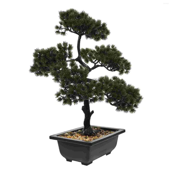 Simulação de flores decorativas Bem-vindo Pinheiro Plantas verdes Enfeites falsos Interior artificial Vaso Árvore de plástico Bonsai Escritório Vasos pequenos