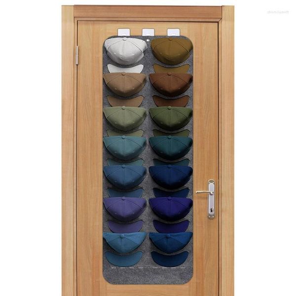 Bolsas de armazenamento sobre a porta Organizador de chapéus Suporte flutuante para bonés de beisebol com 14 bolsos Organização doméstica e exibição de chapéus
