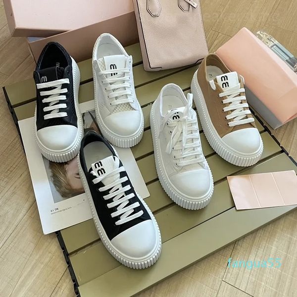 2023-Schuhe Designer Leder Schnürmode Plateau Sneakers Weiß Schwarz Damen Luxus Freizeitschuhe Chaussures de Espadrilles Größe 35-40