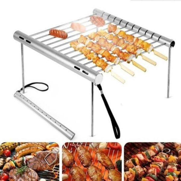 Ferramentas para churrasco acessórios dobrável portátil aço inoxidável churrasqueira churrasqueira mini bolso churrasqueira acessórios para churrasco uso em casa parque 230620