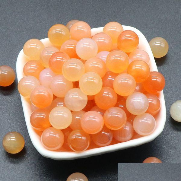 Pedras Preciosas Soltas Natural 12Mm Ágata Laranja Não Porosa Bola de Pedra Preciosa Redonda Bola de Cristal Diy Contas de Pedra Não Porosas Drop Delivery Jóias Dhpsw