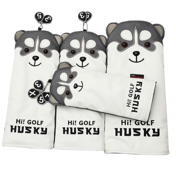 Andere Golfprodukte: Niedliche Husky-Fahrerhaube, Cartoon-Tier #1 #3 #5 #7, Wald, PU-Leder-Staubschutz 230620