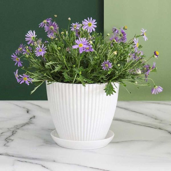 Set di vasi per fioriere Vaso per piante Vaso per piante succulente con vassoio Contenitore per piante Vaso per piante in plastica Contenitore decorativo moderno