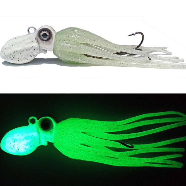 Приманки приманки 100G 150G 200G 250G 300G 350G 400G Luminous Glow Cricging Lure Cjig Head с юбкой для лодки рыбалка рыбалка морской джиг 230619