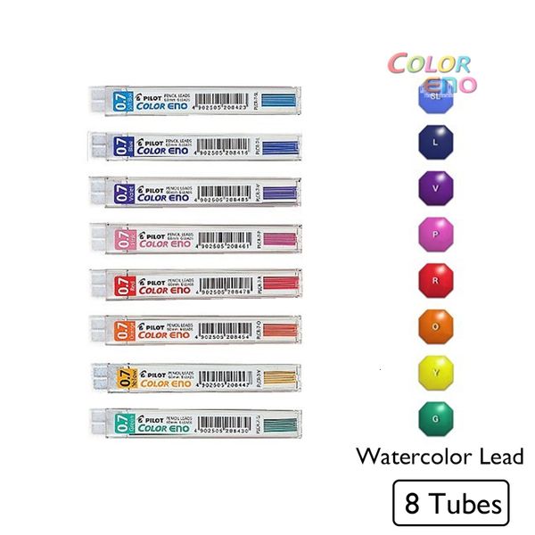 Lápis 8pcslot Kawaii Pilot Color Eno Lápis Mecânico Minuta 0,7mm Lápis Grafite Lápis Aquarela para Desenho Lápis Crayon Japonês 230620