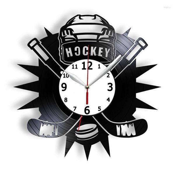 Настенные часы хоккейные арт -рекорды с часами спортивный декор для мальчиков декоративные 3D -часы подарки