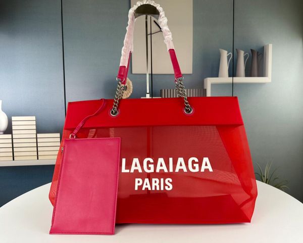 Paris Sexy Fashion Women Tote Tote Shopping Bags 7A высококачественный дизайнер роскошного дизайнера прозрачная сетчатая прядь