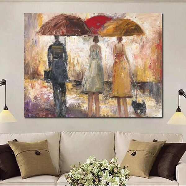 Quadro astratto su tela Raining Day Painting Decorazioni moderne fatte a mano per la cucina