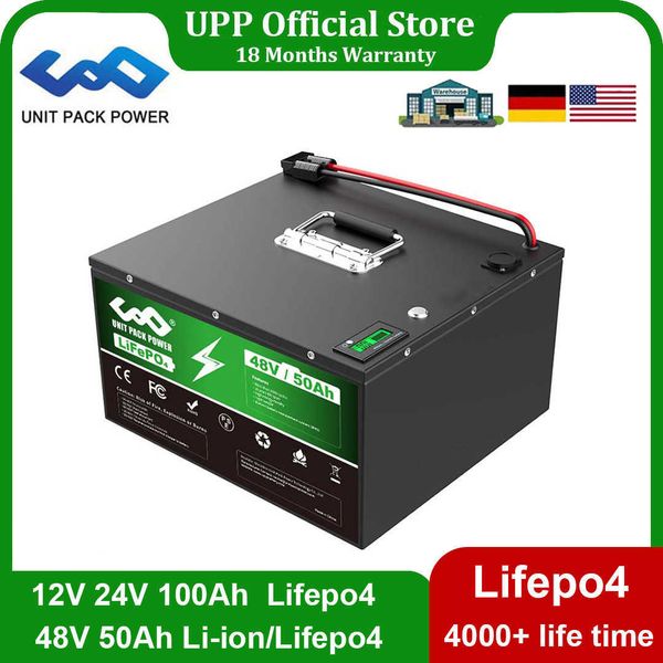 Batteria LifePo4 48V 50Ah 12V 24V 100Ah Lithium Pack per 1800W 1500W Moto/Triciclo/Go-Kart/Alimentazione di riserva/Immagazzinamento energetico domestico