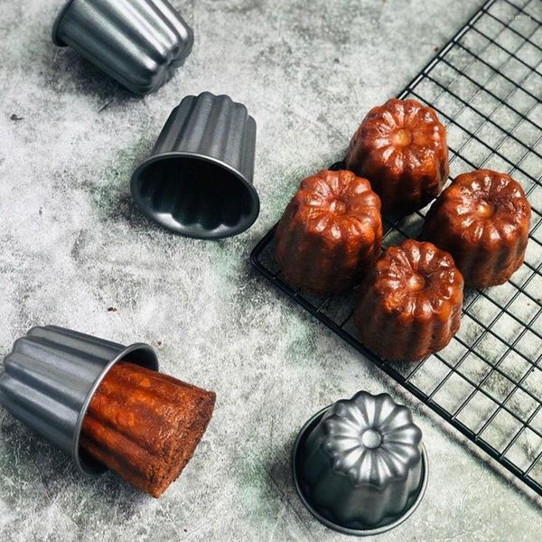 Stampi da forno Canele Mold Cannele Muffin Cup 6Pcs Stampo antiaderente Canneles grigio-nero