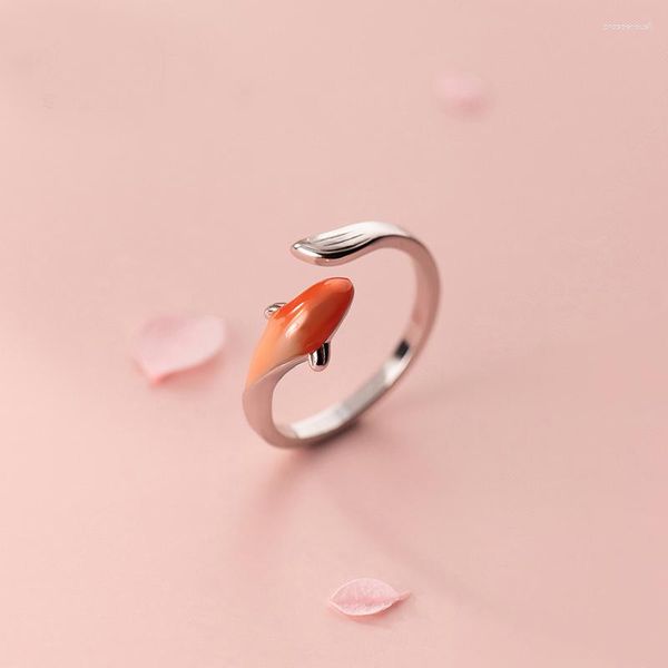 Anelli a grappolo MloveAcc 925 Sterling Silver Sweet Gradient Koi Fish Anello femminile regolabile Gioielleria raffinata per donna Accessori Regalo carino