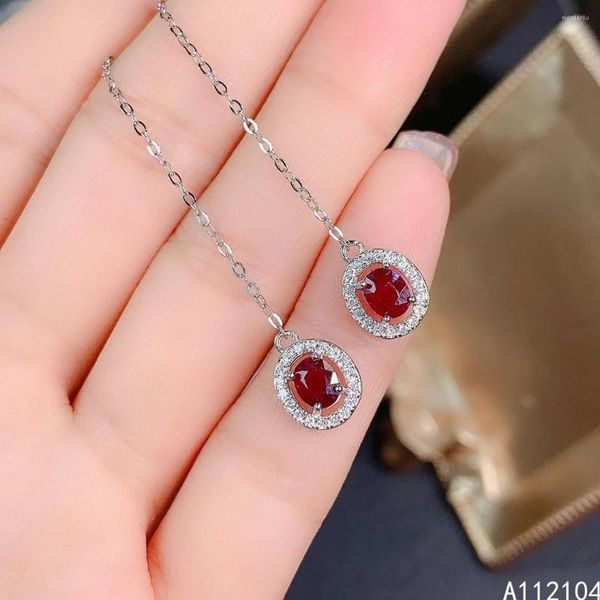 Dangle Küpeler Kjjeaxcmy Fine Jewelry 925 Sterlling Gümüş Doğal Yakut Kadınlar Vintage Basit Çin tarzı Oval Gem Uzun Kulak Çizgisi Suppo