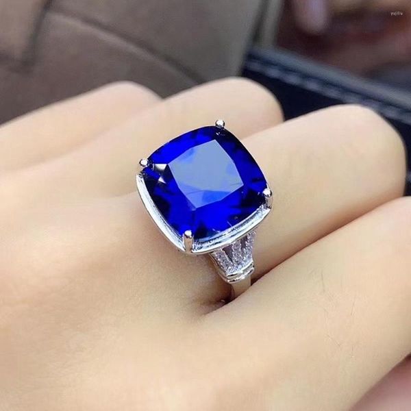 Cluster Anéis Fashion Blue Crystal Sapphire Gemstones For Women White Gold Silver Color Jóias Bijoux Bague Wedding Band Party Gifts