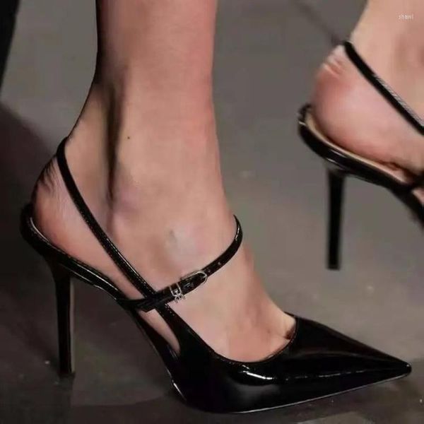 Sandálias Preto Sensual Salto Alto Pontuado Feminino Verão Temperamento Casual Antiderrapante Sapatos de Festa Sandalias Comodas De Mujer