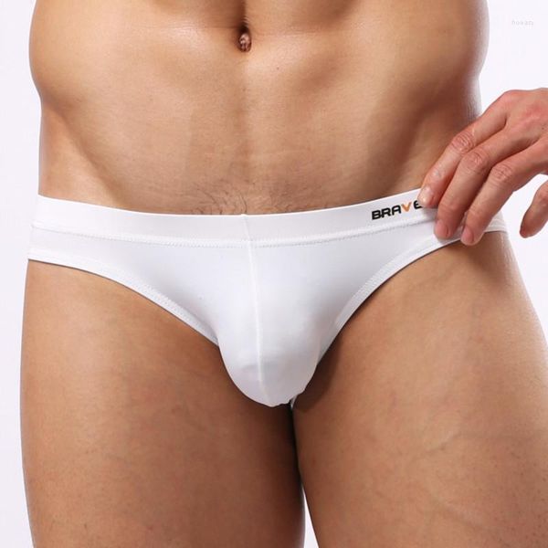 Mutande PERSONA CORAGGIOSA Slip da uomo di marca Intimo a vita bassa Sexy Bulge Seta di ghiaccio Uomo elastico Comodi Pantaloncini Cuecas Buona qualità BR61