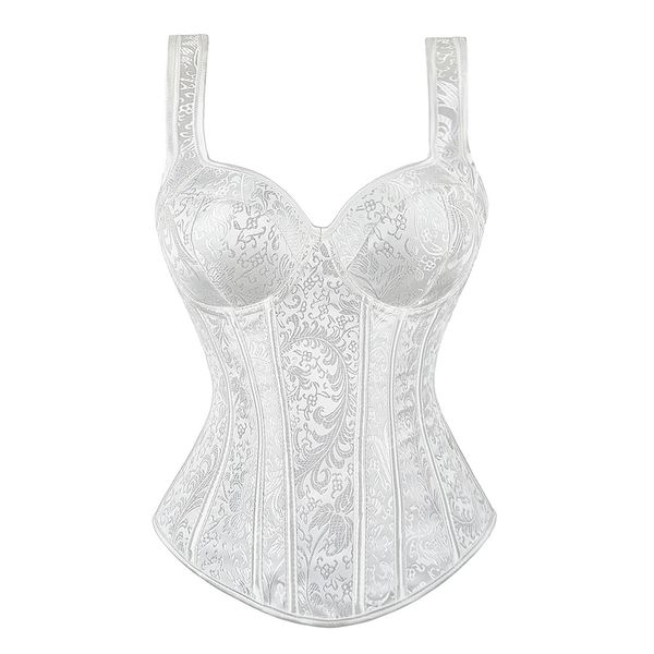 Espartilho feminino modelador steampunk com copa lingerie zíper alças laterais overbust cintura modeladora bustiê plus size 230620