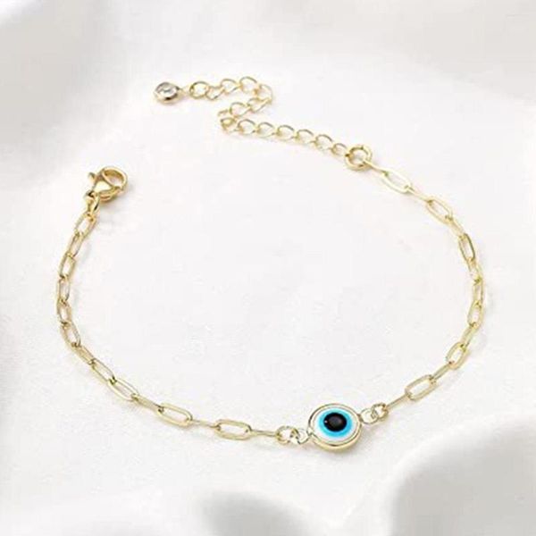 Braccialetti con ciondoli Classico turco Evil Blue Eye per le donne Bracciale con catena a maglie demone in acciaio inossidabile Braccialetto fortunato Gioielli dell'amicizia