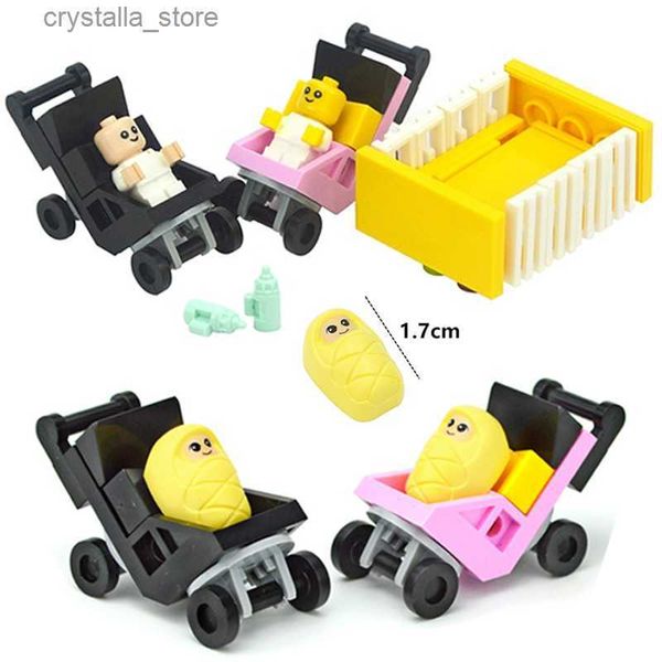 Stadt MOC Spielzeug Kleine Baby Figuren Kinderwagen Bausteine Niedlichen Kinderwagen DIY Zubehör Montieren Ziegel für Kinder L230518